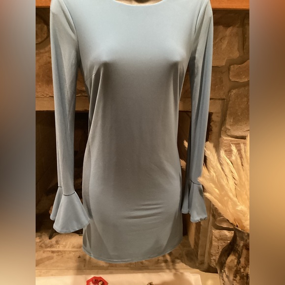 CYNTHIA STEFFE CECE BLUE GRAY LONG SLEEVE FLARED SHIFT DRESS SZ.XS - Picture 4 of 16